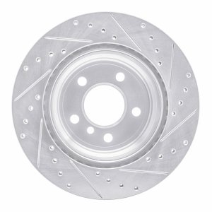 BMW X6 Brake Rotor (1) - Rear Left - R1 Concepts - Drilled & Slotted - Silver - `07-`19